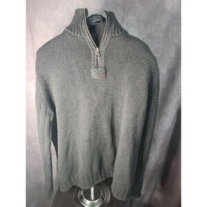 Polo Jeans Company Sweater Mens Size XL Gray 1/4 Zip Knit Ribbed Pullover
